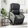 vidaXL Fauteuil inclinable de massage électrique noir cuir véritable