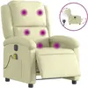 vidaXL Fauteuil de massage inclinable électrique crème cuir véritable