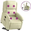 vidaXL Fauteuil inclinable de massage crème cuir véritable