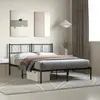 vidaXL Cadre de lit métal avec tête de lit noir 150x200 cm