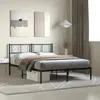 vidaXL Cadre de lit métal avec tête de lit noir 160x200 cm