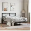vidaXL Cadre de lit métal avec tête de lit noir 140x190 cm