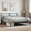 vidaXL Cadre de lit métal avec tête de lit noir 150x200 cm