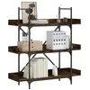 vidaXL Bibliothèque à 3 niveaux chêne fumé 100x33x108,5 cm