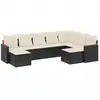 vidaXL Salon de jardin 9 pcs avec coussins noir résine tressée