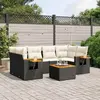 vidaXL Salon de jardin 7 pcs avec coussins noir résine tressée