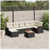 vidaXL Salon de jardin 8 pcs avec coussins noir résine tressée