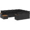 vidaXL Salon de jardin 11 pcs avec coussins noir résine tressée