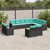 vidaXL Salon de jardin avec coussins 12 pcs noir résine tressée