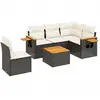 vidaXL Salon de jardin 6 pcs avec coussins noir résine tressée