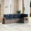 vidaXL Salon de jardin 5 pcs avec coussins gris résine tressée