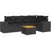 vidaXL Salon de jardin 6 pcs avec coussins noir résine tressée