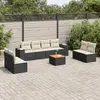 vidaXL Salon de jardin 9 pcs avec coussins noir résine tressée