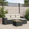 vidaXL Salon de jardin 5 pcs avec coussins noir résine tressée