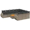 vidaXL Salon de jardin 11 pcs avec coussins gris résine tressée