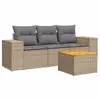 vidaXL Salon de jardin avec coussins 4 pcs beige résine tressée