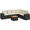 vidaXL Salon de jardin 7 pcs avec coussins noir résine tressée