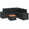 vidaXL Salon de jardin 6 pcs avec coussins noir résine tressée