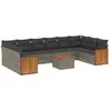 vidaXL Salon de jardin 11 pcs avec coussins gris résine tressée