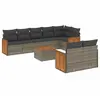 vidaXL Salon de jardin 9 pcs avec coussins gris résine tressée