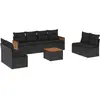 vidaXL Salon de jardin 9 pcs avec coussins noir résine tressée