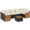 vidaXL Salon de jardin 8 pcs avec coussins noir résine tressée