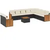 vidaXL Salon de jardin 11 pcs avec coussins noir résine tressée