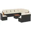 vidaXL Salon de jardin 11 pcs avec coussins noir résine tressée