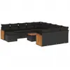 vidaXL Salon de jardin avec coussins 13 pcs noir résine tressée