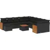 vidaXL Salon de jardin 12 pcs avec coussins noir résine tressée