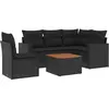vidaXL Salon de jardin 6 pcs avec coussins noir résine tressée