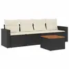 vidaXL Salon de jardin 5 pcs avec coussins noir résine tressée