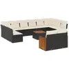vidaXL Salon de jardin avec coussins 13 pcs noir résine tressée