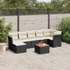 vidaXL Salon de jardin 8 pcs avec coussins noir résine tressée
