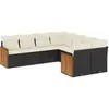 vidaXL Salon de jardin 8 pcs avec coussins noir résine tressée