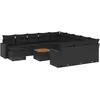 vidaXL Salon de jardin avec coussins 13 pcs noir résine tressée
