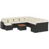vidaXL Salon de jardin 12 pcs avec coussins noir résine tressée