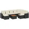 vidaXL Salon de jardin 10 pcs avec coussins noir résine tressée