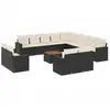 vidaXL Salon de jardin avec coussins 14 pcs noir résine tressée