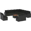 vidaXL Salon de jardin avec coussins 14 pcs noir résine tressée