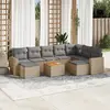 vidaXL Salon de jardin avec coussins 10 pcs beige résine tressée