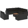 vidaXL Salon de jardin 12 pcs avec coussins noir résine tressée