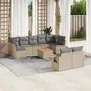 vidaXL Salon de jardin avec coussins 10 pcs beige résine tressée