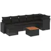 vidaXL Salon de jardin 8 pcs avec coussins noir résine tressée