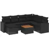 vidaXL Salon de jardin 8 pcs avec coussins noir résine tressée