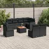 vidaXL Salon de jardin 9 pcs avec coussins noir résine tressée