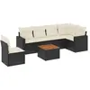 vidaXL Salon de jardin 7 pcs avec coussins noir résine tressée