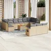 vidaXL Salon de jardin avec coussins 14 pcs beige résine tressée