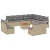 vidaXL Salon de jardin avec coussins 13 pcs beige résine tressée