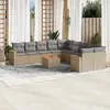 vidaXL Salon de jardin 11 pcs avec coussins beige résine tressée